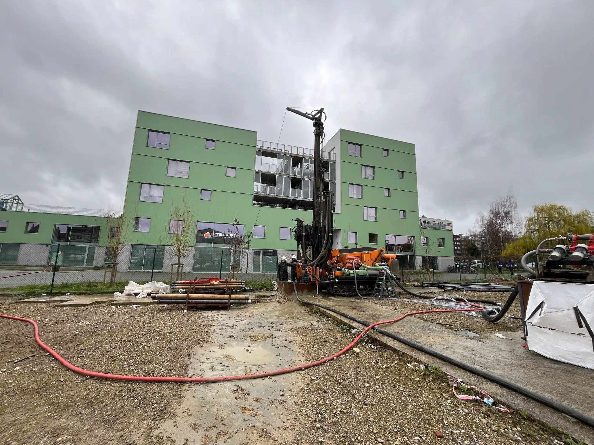 Chantier forage géothermique novacity en Belgique